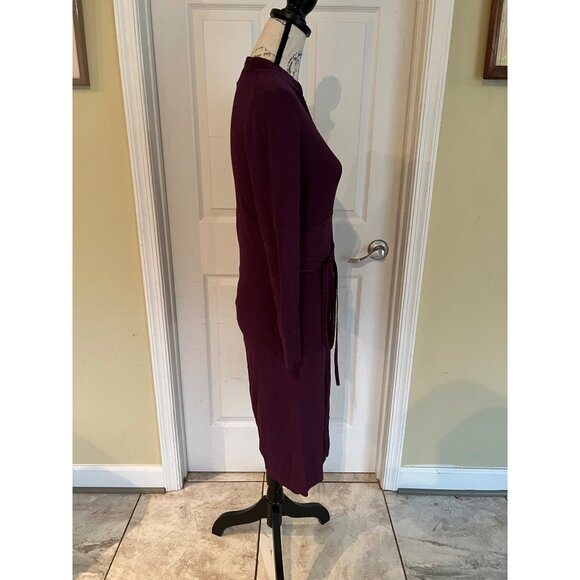 Spenser Jeremy Knit Dress Purple Ribbed Long Sleeve Bodycon Belt Career Office - Picture 5 of 9